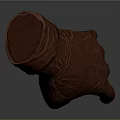 Brown Leather Glove With Stitched Seams And Rolled Cuff Design Detail