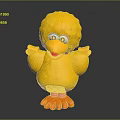 Yellow Honeycomb Textured Chicken Toy With Blue Eyes Pink Feet And Open Arms