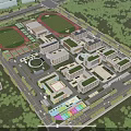 School Buildings With Multiple Teaching Blocks Green Roofs Sports Ground And Lush Green Areas