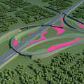 Modern Road Infrastructure Featuring Highway Interchange Green Belts And Traffic Lanes