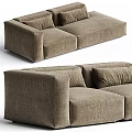 Light Beige And Dark Gray Fabric Two Seater Sofa With Modern Design And Plush Cushions