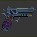 Cartoon Style Futuristic Weapon With Blue Body Purple Red Grip And Geometric Design
