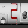White Cylindrical Metal Coupling With Red Strips Holes And Central Bore