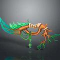 Natural Themed Weapon with Green Leaf Blade Wooden Handle Vines and Roots Decorative Design