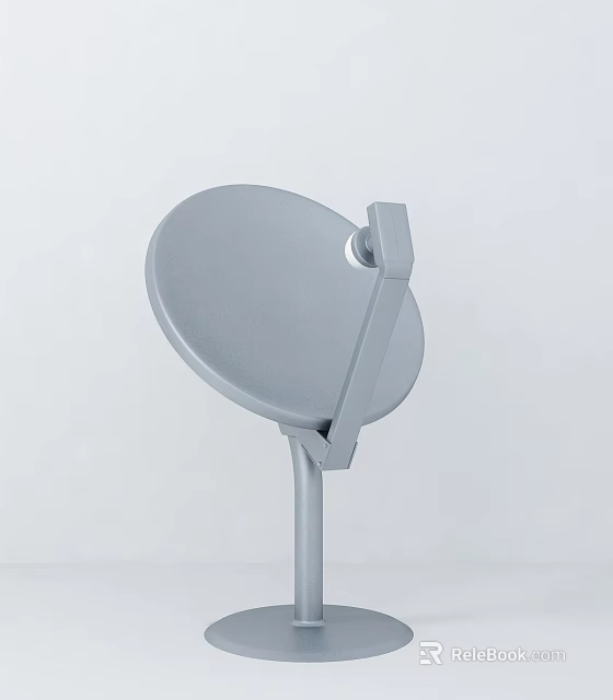 Modern Gray Satellite Dish With Mount Structure On White Background 3d model