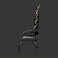 Unique Horn Accent Chair With Spine Like Back And Leather Seat Design