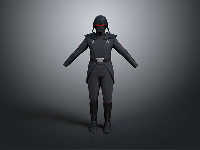 Game Movie Character Wearing Dark Uniform With Helmet And Red Eyes 3d model