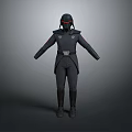 Game Movie Character Wearing Dark Uniform With Helmet And Red Eyes