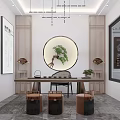 Modern Black Frame Windows In Bright Interior With Decorative Spheres And Plants