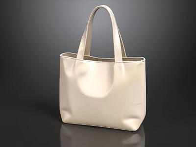 Modern Beige Leather Tote Bag With Simple Design Shiny Surface And Handles 3d model