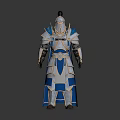 3D Rendered Ornate Blue And Silver Medieval Fantasy Armor With Metallic Texture