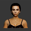 3D Rendered Game Female Character With Short Black Hair Black Tank Top And Tattooed Skin