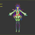 Anime Style Game And Movie Character With Pink Long Hair Crown And Wing Decorated Dress