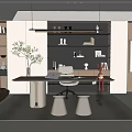 Study Desk and Chair Bookcase Lazy Sofa Floor Lamp 3d model