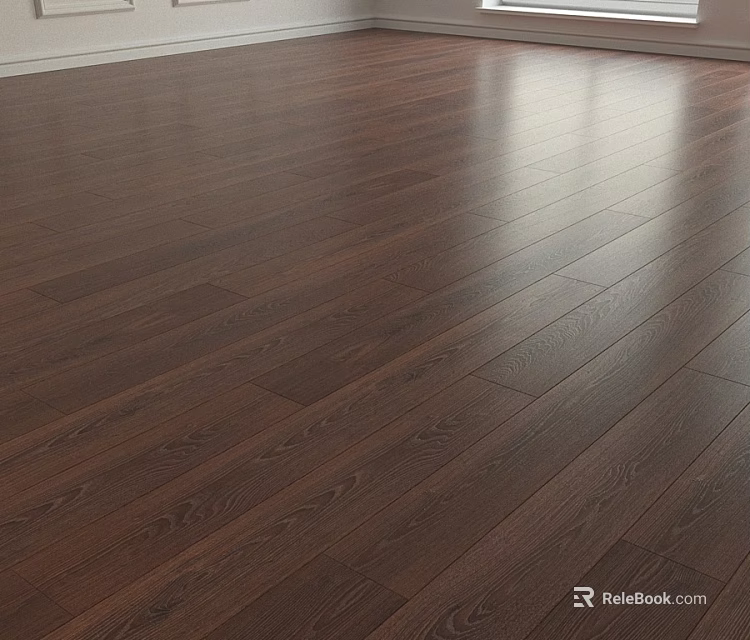 Dark Wood Flooring With Glossy Finish And Natural Texture 3d model 
