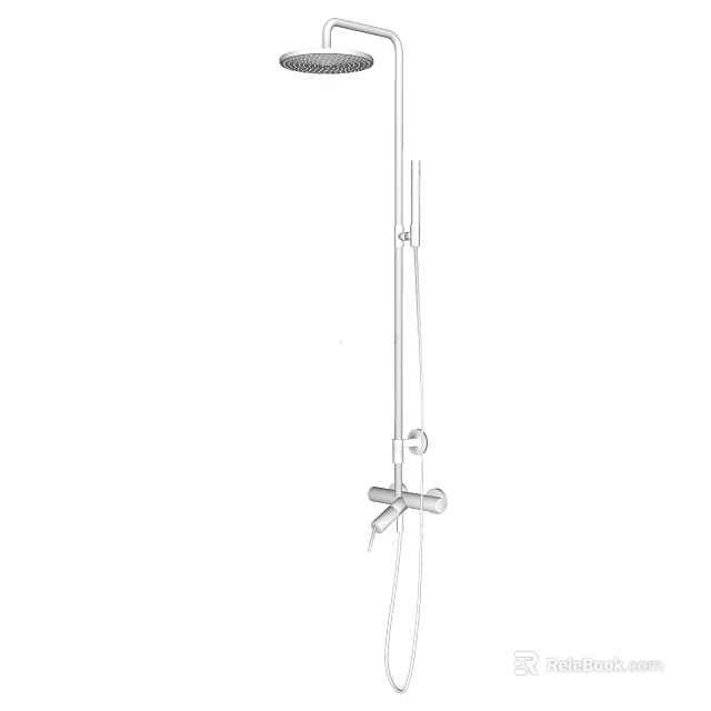Contemporary Shower System With Handheld Sprayer Adjustable Rod And Chrome Finish 3d model