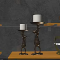 Decorative Candle Holders with Deer Shaped Metal Base and White Candles