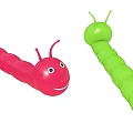 Colorful Caterpillar Toys Red And Green With Smiling Faces And Antennae For Children
