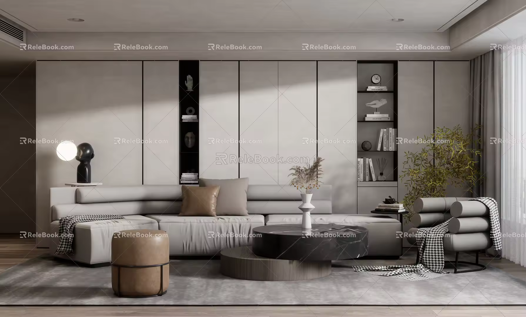 Modern sofa coffee table combination 3d model