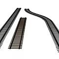 Three Railway Tracks Including Straight And Curved Sections On Black Background