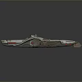 Decorative Golden Long Weapon Featuring Intricate Design And Red Accents