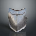 Medieval Metal Helmet with Rustic Finish Shiny Surface Decorative Design Elements Displayed in Studio