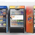 Colorful Commercial Beverage Refrigerators Stocked With Pepsi Fanta And Various Cold Drinks