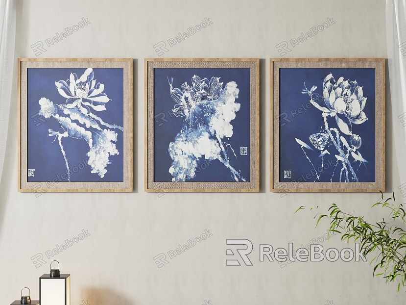 New Chinese-style Plant Painting Decorative Painting Combination model