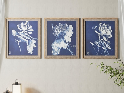 New Chinese-style Plant Painting Decorative Painting Combination model