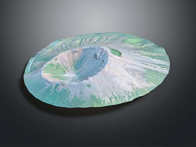 Detailed Circular Garden Landscape Model With Green Vegetation Natural Hills And Terrain Texture 3d model