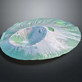 Detailed Circular Garden Landscape Model With Green Vegetation Natural Hills And Terrain Texture