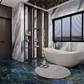 Modern Luxury Bathroom Interior Design With Marble Walls Glass Shower And Freestanding Bathtub