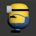Yellow Minion Character With Goggles Blue Overalls Outstretched Arms Black Shoes And Reflective Surface