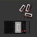Vintage Blue Computer Tape Drive With Open Transparent Cover And Black Red Labeled Cassettes