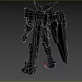 Game And Movie Character Dark Purple Red Mech With Sharp Head Yellow Accents