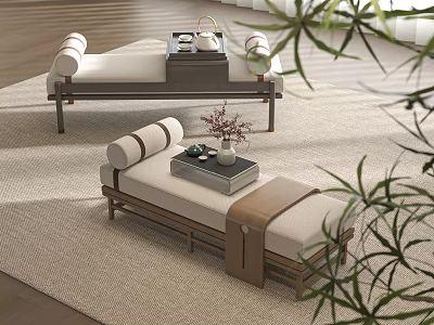 New Chinese Bed End Stool 3d model