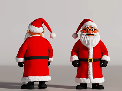 Game Movie Character Santa Claus Red Outfit White Beard Front Back View Figurine 3d model