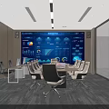 Modern Bright Smart Conference Room With Large Data Display And Comfortable Ergonomic Meeting Chairs