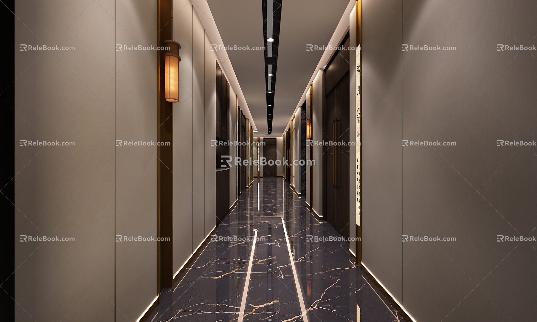 Hotel aisle 3d model