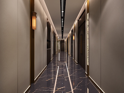 Hotel aisle 3d model