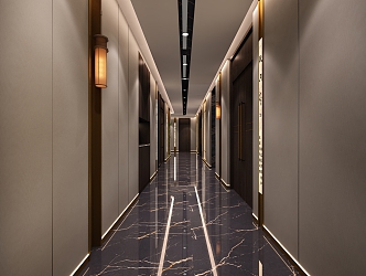 Hotel aisle 3d model