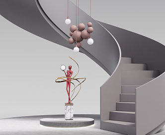 modern revolving stair sculpture ornaments stair chandelier 3d model