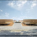 Modern Shopping Mall Store With Wooden Facade And Spacious Plaza Entrance Design
