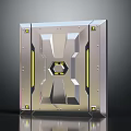 Futuristic Metallic Panel Design With Hexagonal Center Yellow Accents And Reflective Surface 3d model
