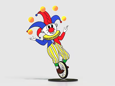 Cartoon clown circus photo set up KT board net red DP hot play classic activity meeting 3d model
