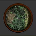 Detailed Circular Terrain Model with Green Surface Orange Frame and White Pathways