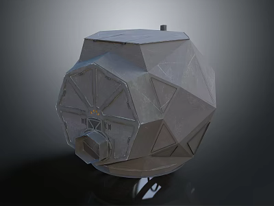 Gray Polyhedral Mechanical Equipment With Circular Components And Industrial Structure 3d model