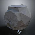 Gray Polyhedral Mechanical Equipment With Circular Components And Industrial Structure