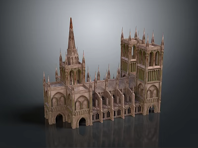 Gothic Cathedral Model With Tall Spires Towers And Arched Architectural Details 3d model