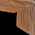 Stylish Wooden Ceiling Drapery with Layered Wavy Design in Modern Interior
